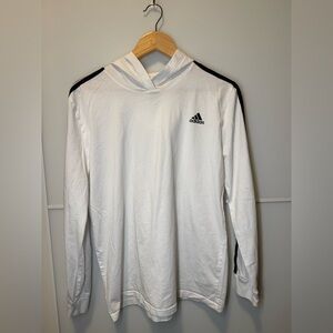 Adidas Crisp White Hoodie with Black Stripes